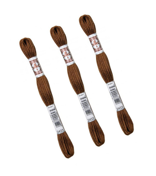 Set of 3 skeins 10m DMC Matt twisted thread tapestry canvas 100% cotton brown 2433