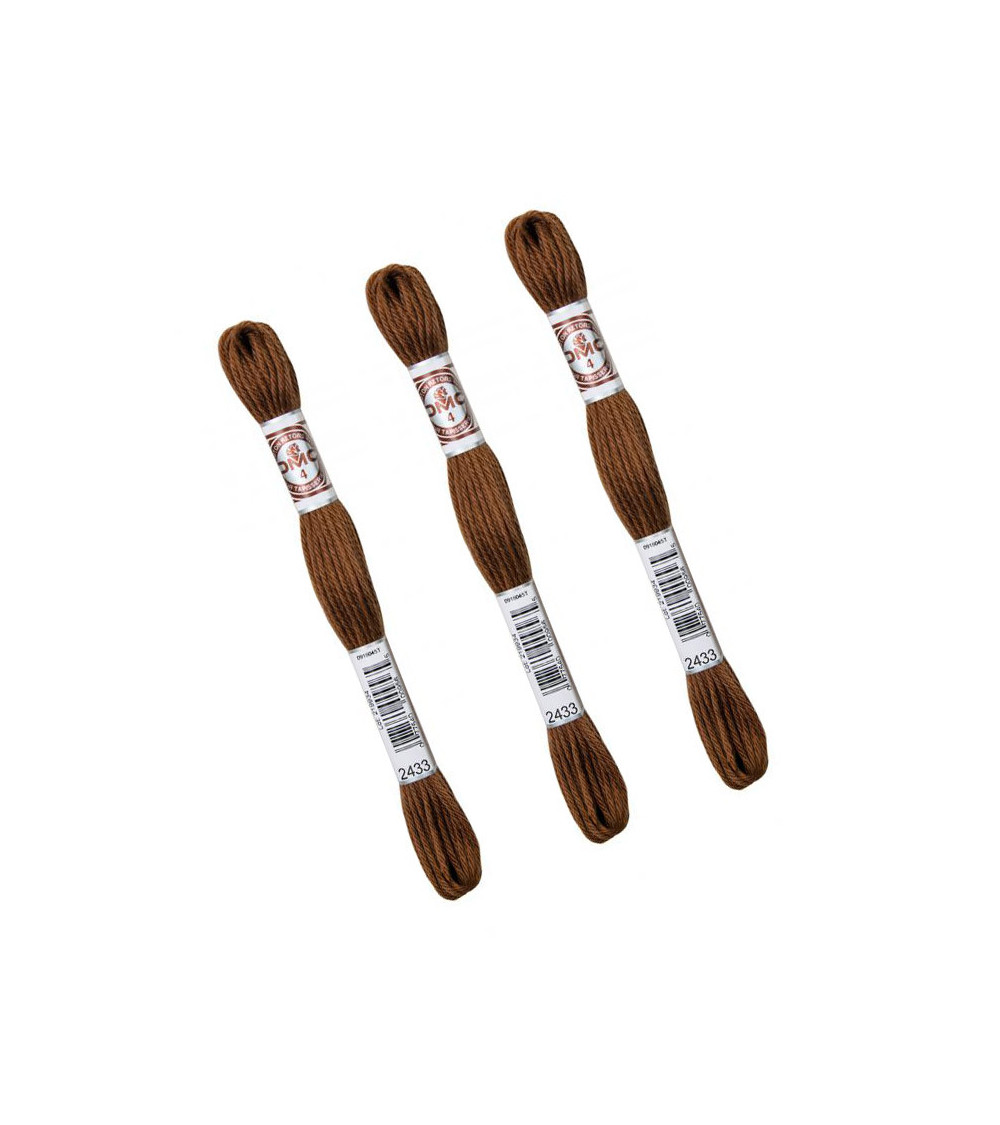 Set of 3 skeins 10m DMC Matt twisted thread tapestry canvas 100% cotton brown 2433