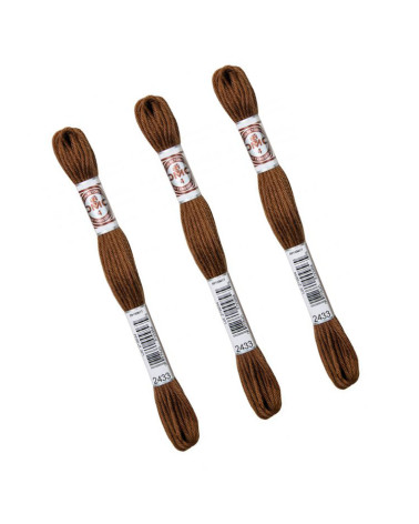 Set of 3 skeins 10m DMC Matt twisted thread tapestry canvas 100% cotton brown 2433