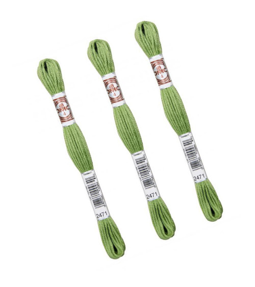 Set of 3 skeins 10m DMC Matte twisted thread tapestry canvas 100% cotton anise green 2471