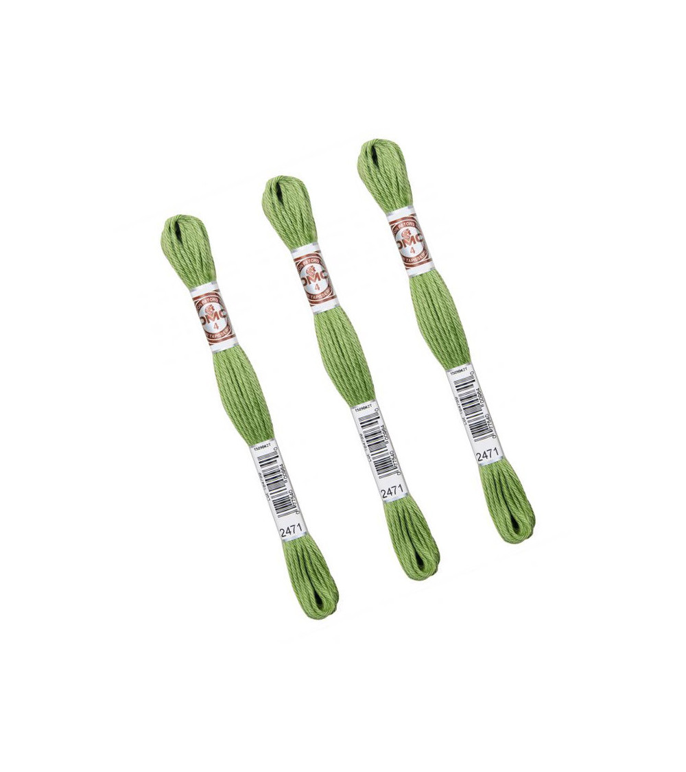 Set of 3 skeins 10m DMC Matte twisted thread tapestry canvas 100% cotton anise green 2471