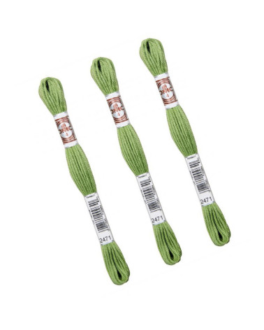 Lot de 3 échevettes 10m DMC Fil retors mat canevas tapisserie 100% coton vert anis 2471