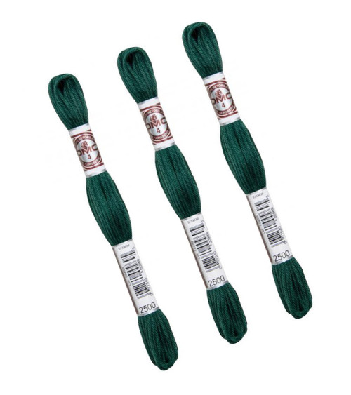 Set of 3 skeins 10m DMC Matte twisted thread tapestry canvas 100% cotton forest green 2500