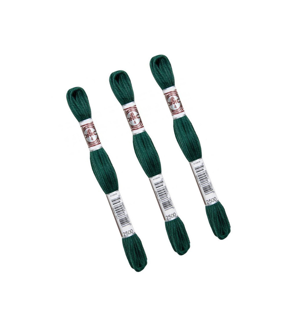 Set of 3 skeins 10m DMC Matte twisted thread tapestry canvas 100% cotton forest green 2500