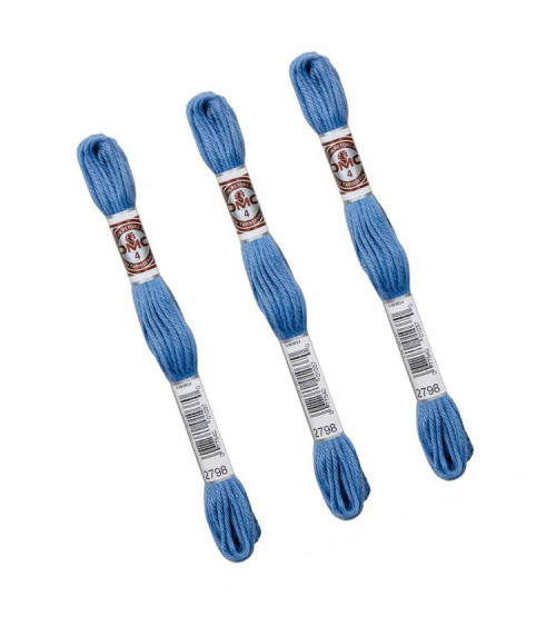 Set of 3 skeins 10m DMC Matte twisted thread tapestry canvas 100% cotton blue 2798