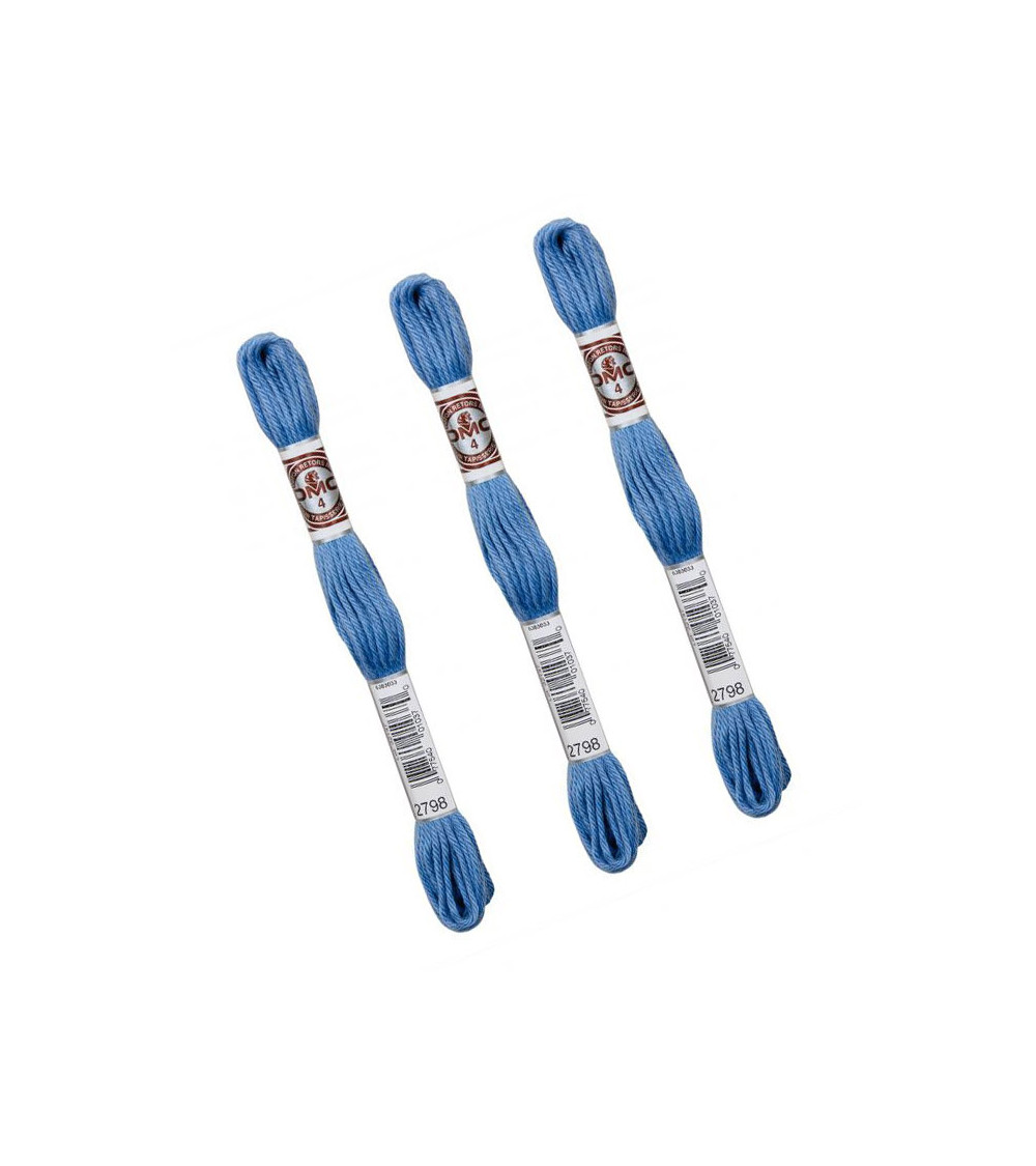 Set of 3 skeins 10m DMC Matte twisted thread tapestry canvas 100% cotton blue 2798