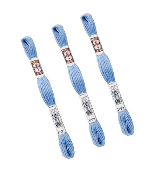 Set di 3 matassine da 10 m DMC Tela per arazzo in filo ritorto opaco 100% cotone blu 2799