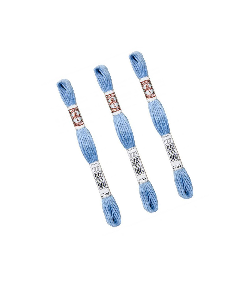 Set of 3 skeins 10m DMC Matte twisted thread tapestry canvas 100% cotton blue 2799