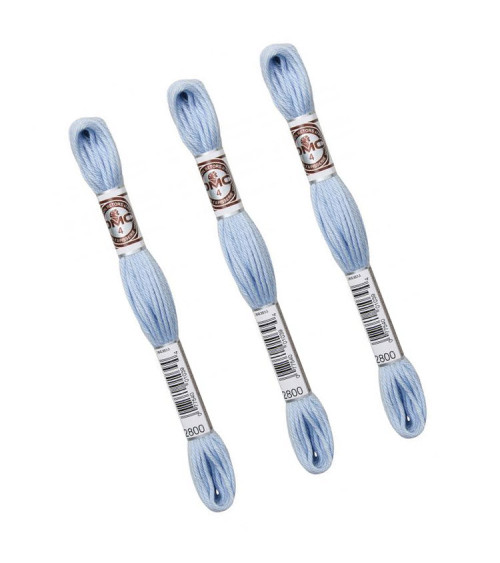 Set of 3 skeins 10m DMC Matte twisted thread tapestry canvas 100% cotton baby blue 2800