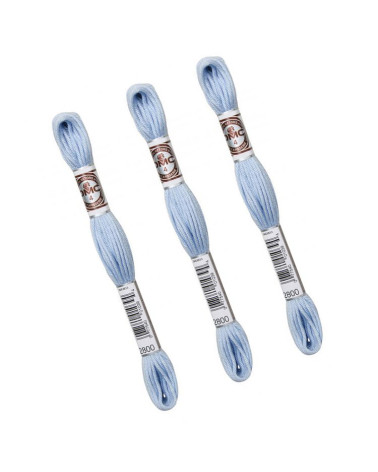Lot de 3 échevettes 10m DMC Fil retors mat canevas tapisserie 100% coton bleu layette 2800