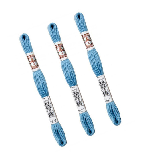 Set of 3 skeins 10m DMC Matte twisted thread tapestry canvas 100% cotton blue 2827