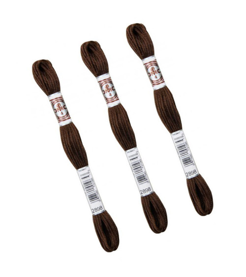 Set mit 3 Strängen 10 m, DMC, mattes, gedrehtes Gobelin-Leinengewebe, 100 % Baumwolle, Braun 2898