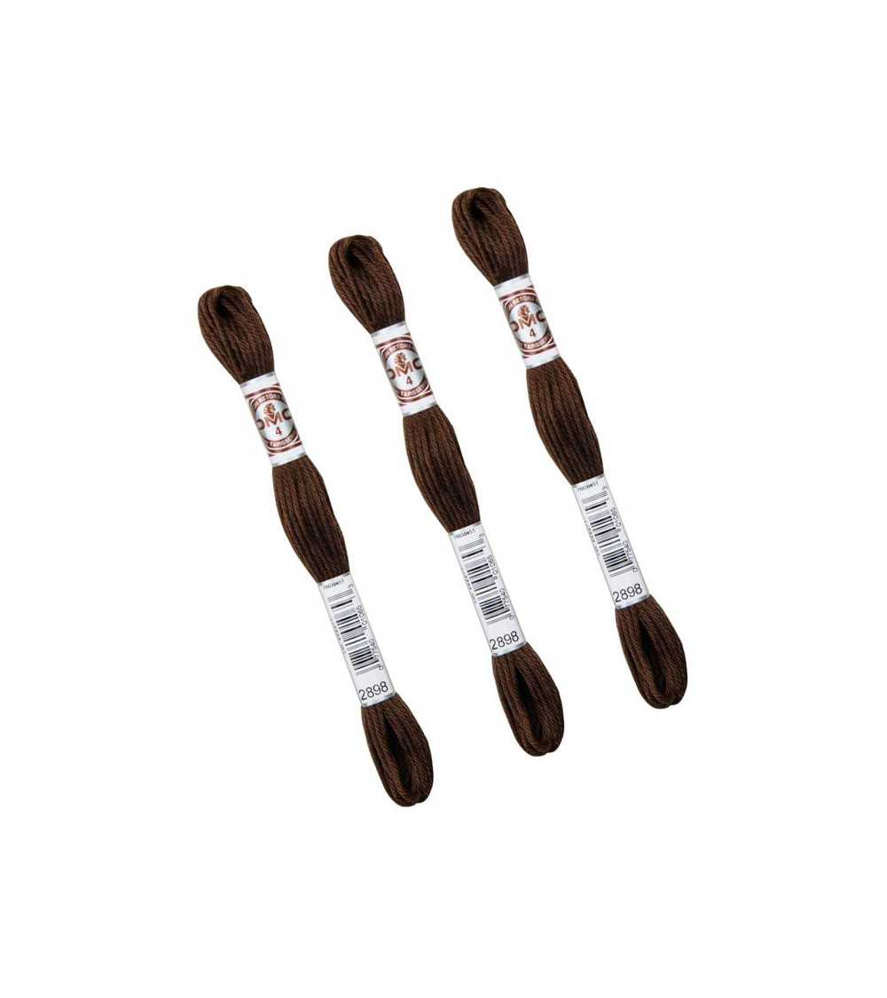 Set mit 3 Strängen 10 m, DMC, mattes, gedrehtes Gobelin-Leinengewebe, 100 % Baumwolle, Braun 2898