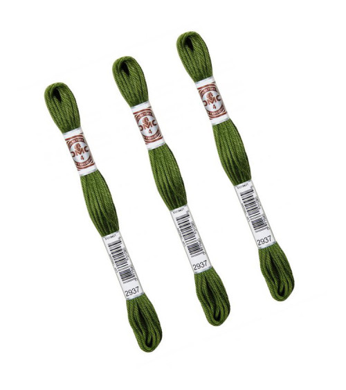 Set of 3 skeins 10m DMC Matte twisted thread tapestry canvas 100% cotton khaki green 2937