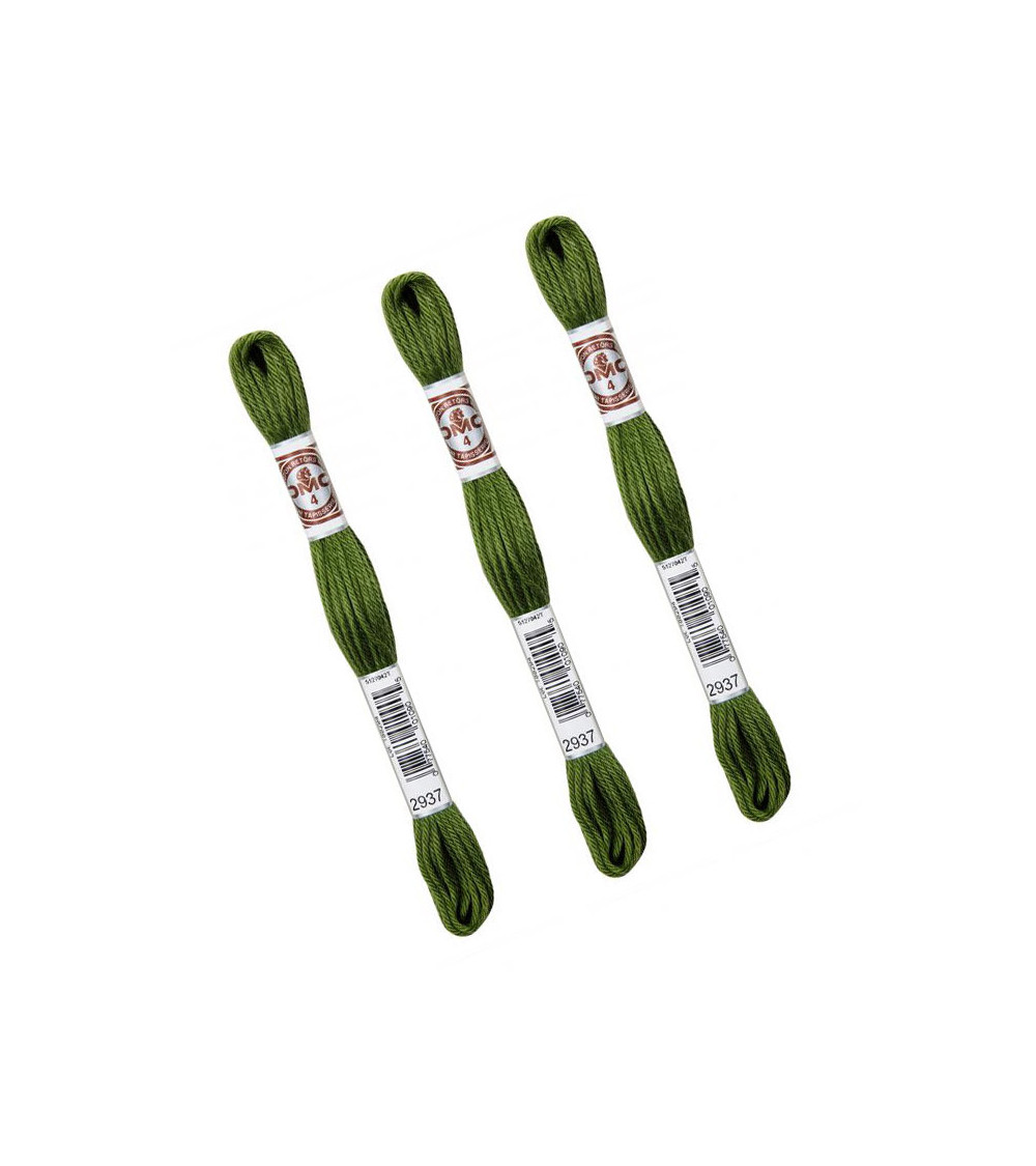 Set of 3 skeins 10m DMC Matte twisted thread tapestry canvas 100% cotton khaki green 2937