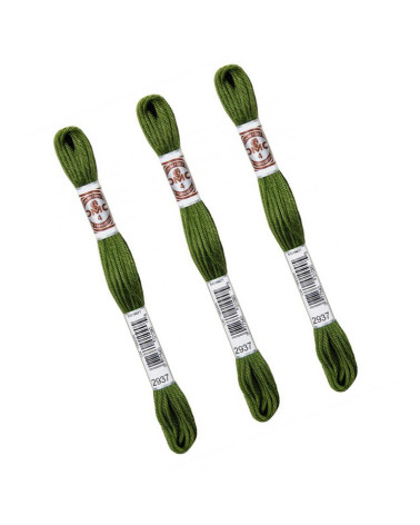 Set of 3 skeins 10m DMC Matte twisted thread tapestry canvas 100% cotton khaki green 2937