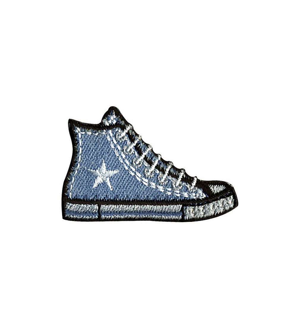 Set mit 3 Basketball-Aufnähern aus jeansblauem Canvas