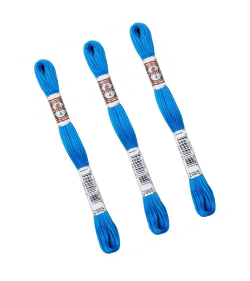 Set of 3 skeins 10m DMC Matte twisted thread tapestry canvas 100% cotton tropical blue 2995