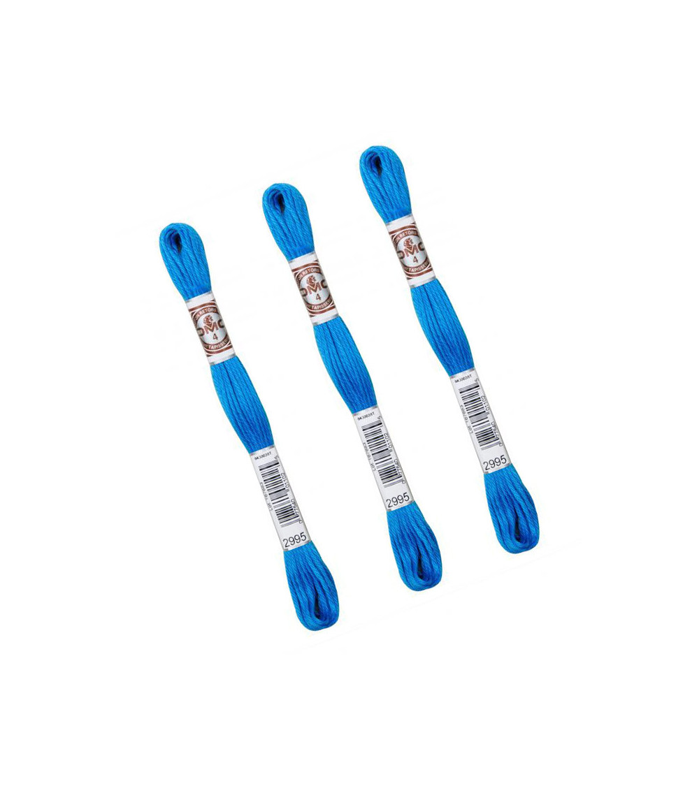 Set of 3 skeins 10m DMC Matte twisted thread tapestry canvas 100% cotton tropical blue 2995