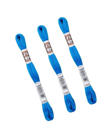 Lot de 3 échevettes 10m DMC Fil retors mat canevas tapisserie 100% coton bleu tropiques 2995