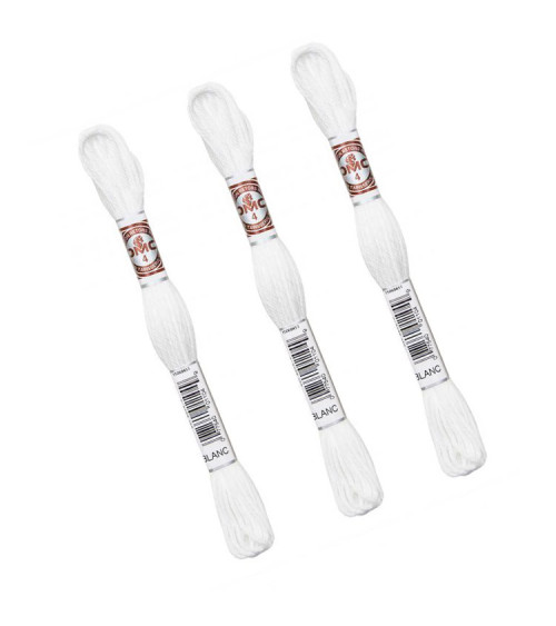 Set di 3 matassine da 10 m DMC Tela per arazzo in filo ritorto opaco 100% cotone bianco BIANCO