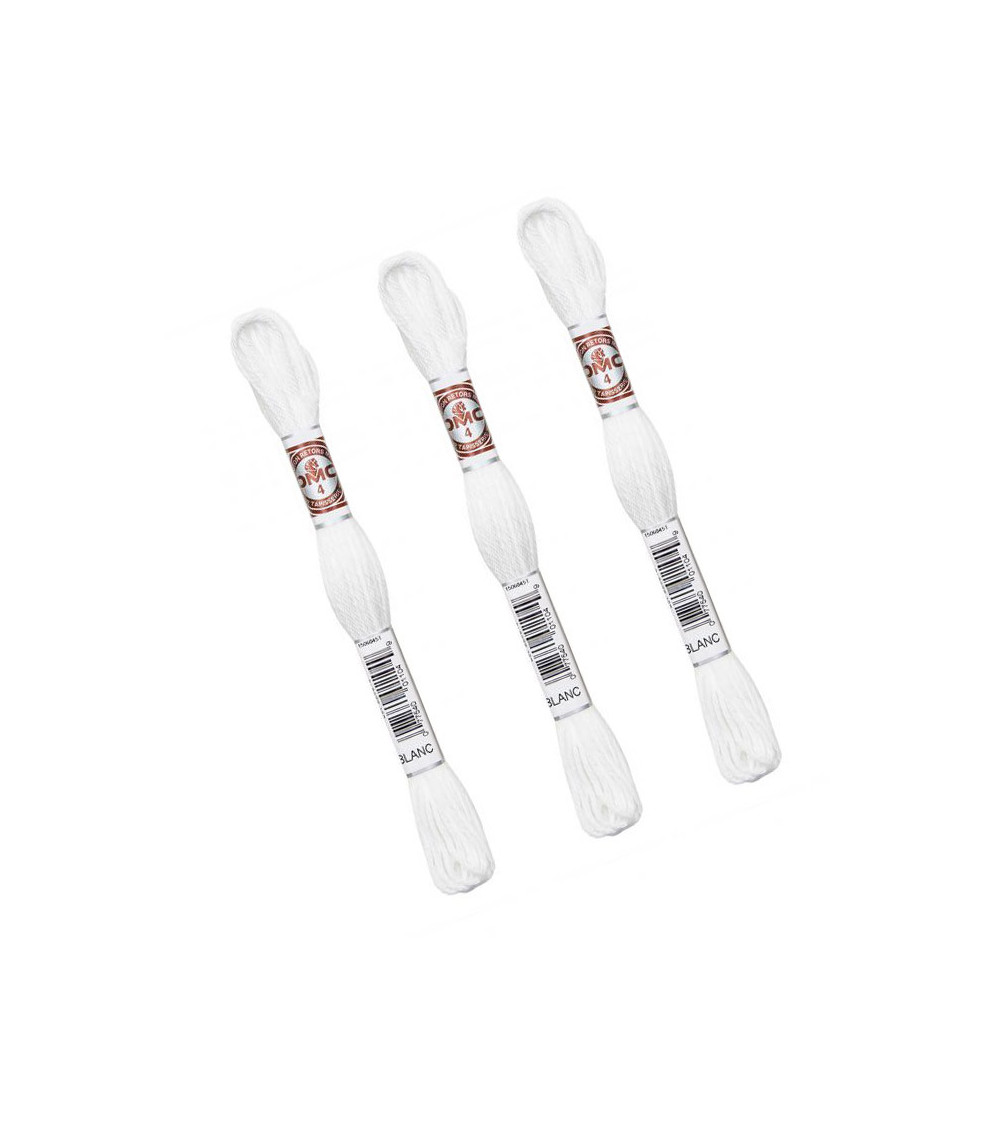 Set of 3 skeins 10m DMC Matt twisted thread tapestry canvas 100% cotton white WHITE