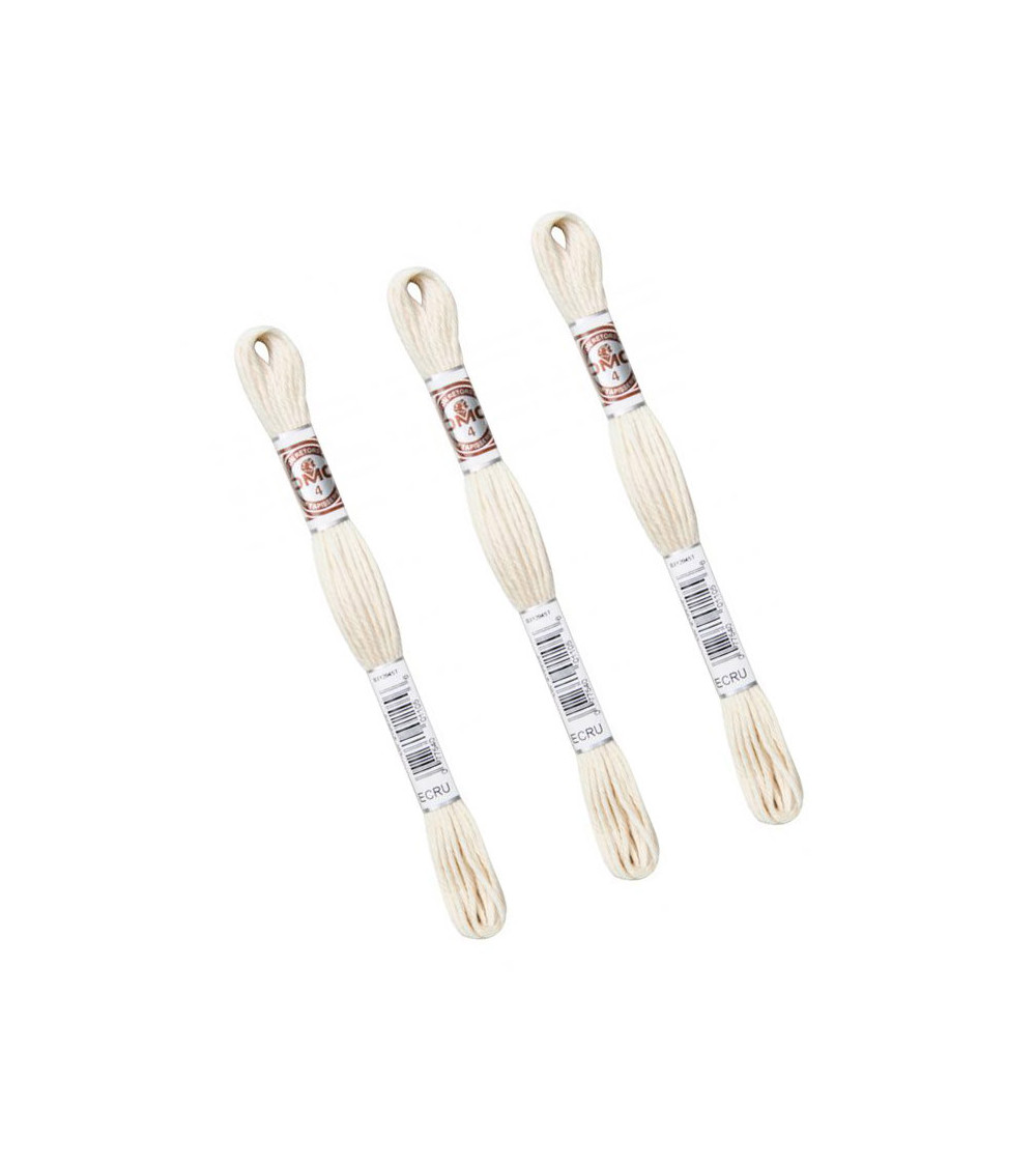 Set mit 3 Strängen 10 m, DMC, mattes, gedrehtes Gobelin-Canvas, 100 % ecrufarbene Baumwolle ECRU