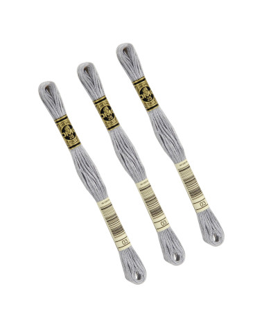 Set of 3 skeins 8m DMC Mouliné embroidery thread 117 100% cotton light gray 03