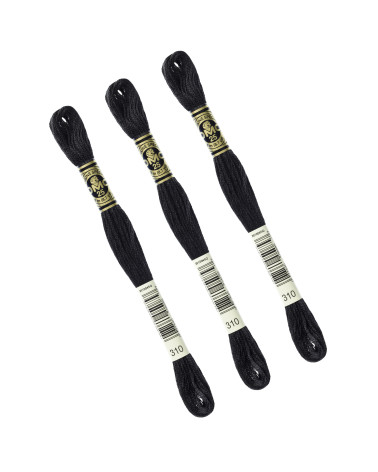 Set of 3 skeins 8m DMC Mouliné embroidery thread 117 100% cotton black 310