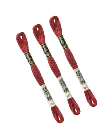 Set mit 3 Strängen 8 m DMC Mouliné-Stickgarn 117, 100 % Baumwolle, Rot 321