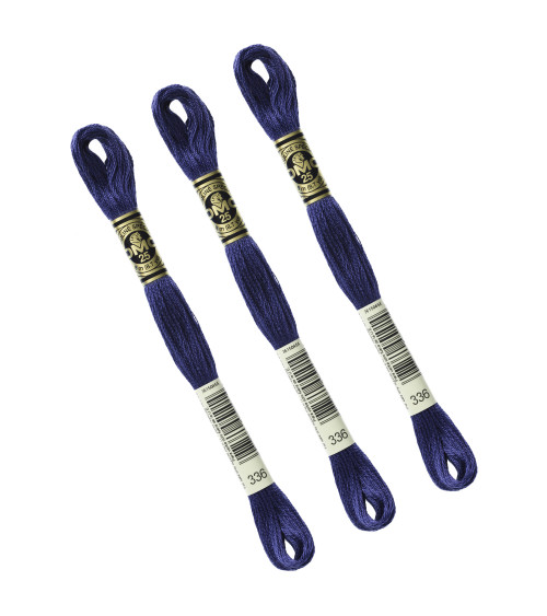 Set of 3 skeins 8m DMC Mouliné embroidery thread 117 100% cotton navy blue 336