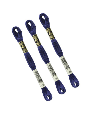Set of 3 skeins 8m DMC Mouliné embroidery thread 117 100% cotton navy blue 336