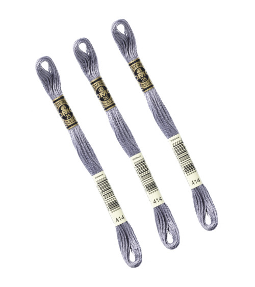 Set of 3 skeins 8m DMC Mouliné embroidery thread 117 100% cotton dark gray 414