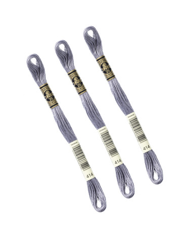 Set of 3 skeins 8m DMC Mouliné embroidery thread 117 100% cotton dark gray 414