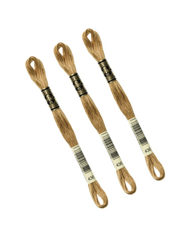 Set mit 3 Strängen 8 m DMC Mouliné-Stickgarn 117, 100 % Baumwolle, Ockergelb 436
