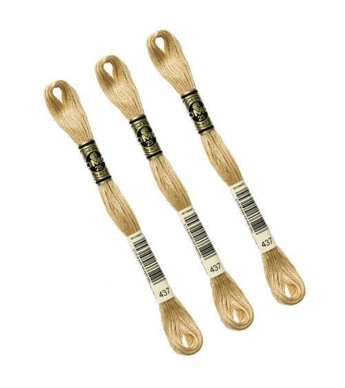 Set of 3 skeins 8m DMC Mouliné embroidery thread 117 100% cotton light ocher yellow 437