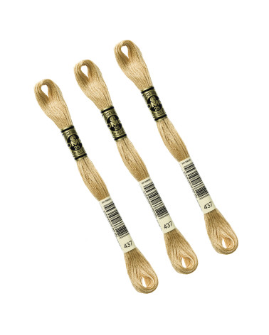 Set of 3 skeins 8m DMC Mouliné embroidery thread 117 100% cotton light ocher yellow 437