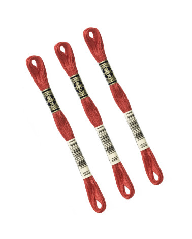 Set of 3 skeins 8m DMC Mouliné embroidery thread 117 100% cotton light red 666