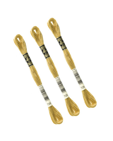 Set of 3 skeins 8m DMC Mouliné embroidery thread 117 100% cotton dark gold yellow 729