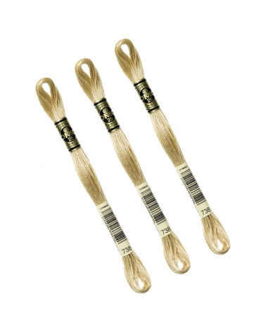 Set of 3 skeins 8m DMC Mouliné embroidery thread 117 100% cotton light gold yellow 738
