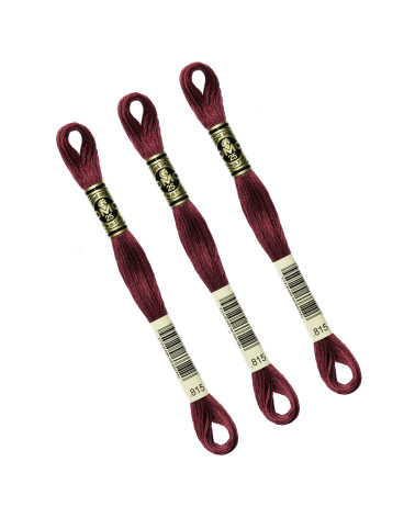 Set of 3 skeins 8m DMC Mouliné embroidery thread 117 100% cotton burgundy red 815