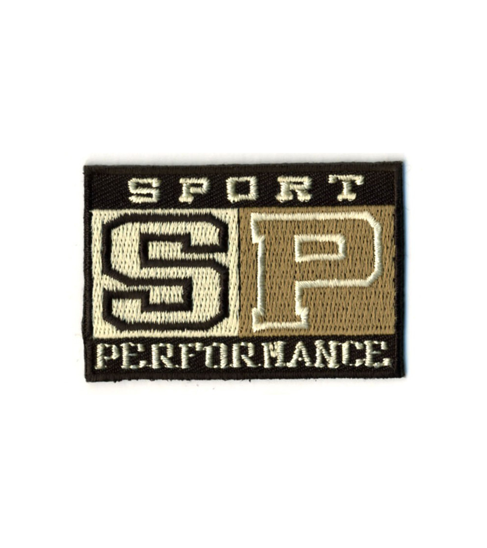 Lot de 3 écussons SP sport performance blanc et taupe