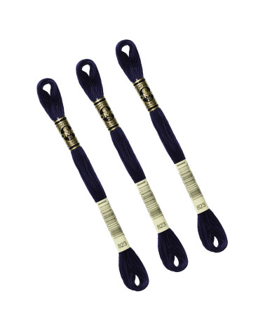 Set of 3 skeins 8m DMC Mouliné embroidery thread 117 100% cotton navy blue 823