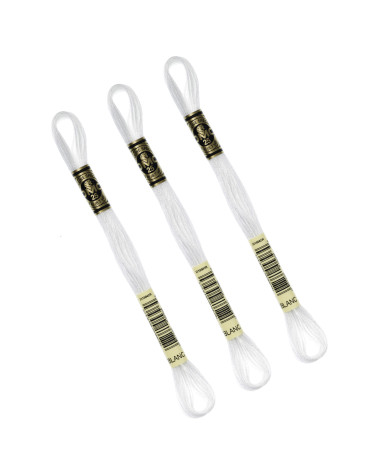 Set of 3 skeins 8m DMC Mouliné embroidery thread 117 100% white cotton