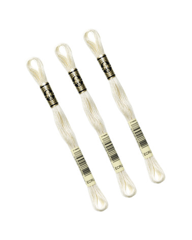 Set of 3 skeins 8m DMC Mouliné embroidery thread 117 100% ecru cotton