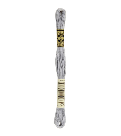 Matassa da 8 m Filo da ricamo DMC Mouliné 117 100% cotone grigio chiaro 03