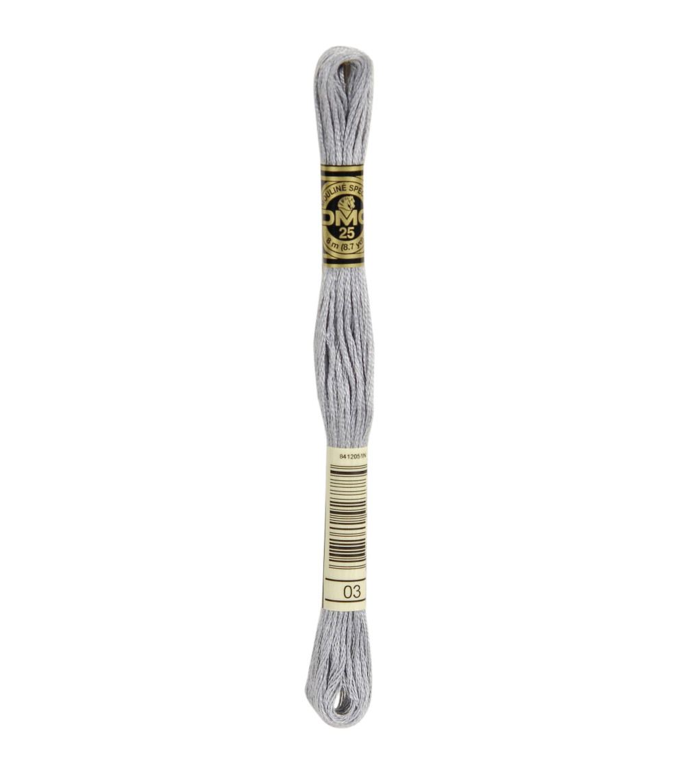 Skein 8m DMC Embroidery thread stranded 117 100% cotton light gray 03