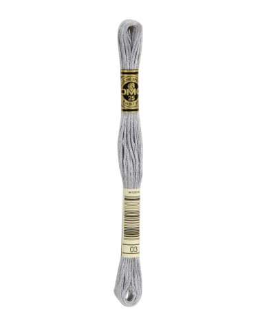 Skein 8m DMC Embroidery thread stranded 117 100% cotton light gray 03