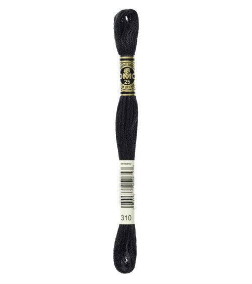 8 m Strang DMC Mouliné-Stickgarn 117, 100 % Baumwolle, Schwarz 310