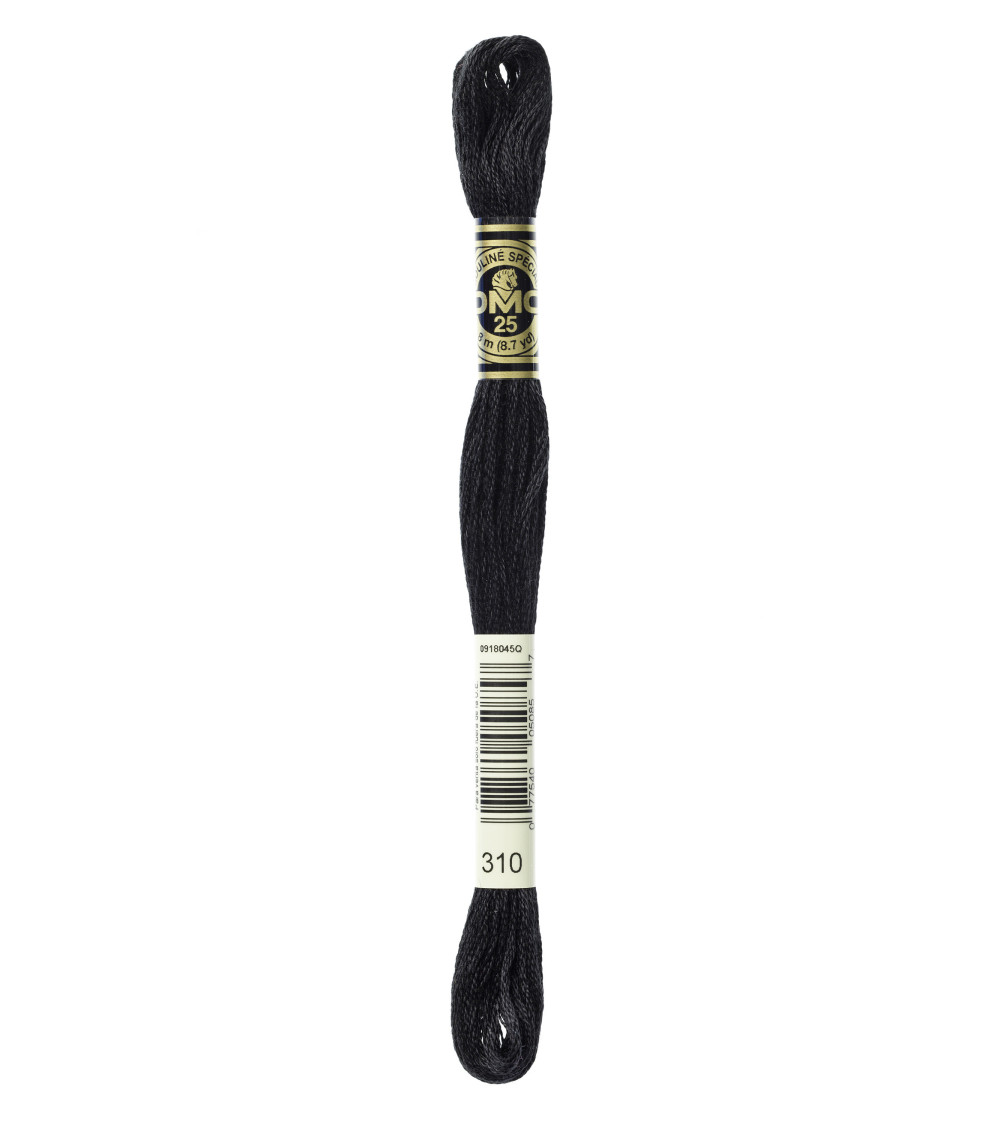 Madeja de 8m hilo de bordar DMC Mouliné 117 100% algodón negro 310